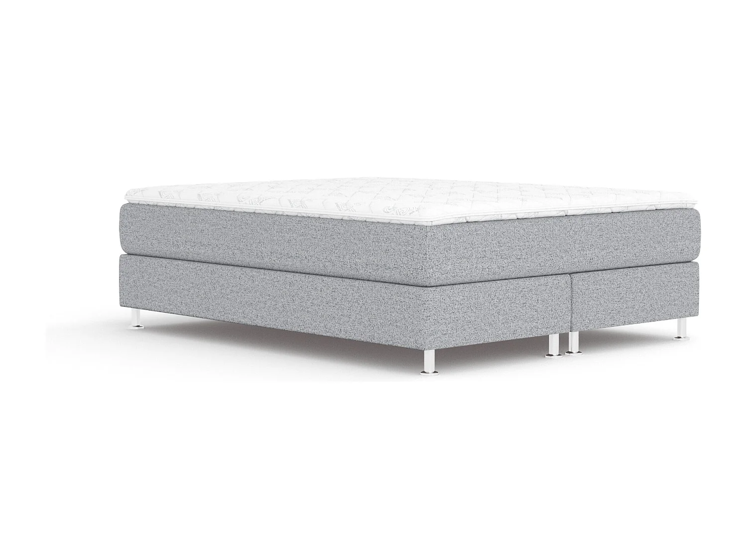 Boxspringbett aus Webstoff Sub - Matratze - Toppermatratze - 200x200 cm - grau