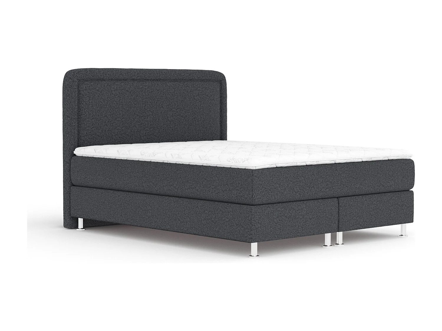 Boxspringbett aus Webstoff Salvi - Matratze - Toppermatratze - 140x200 cm - schwarz