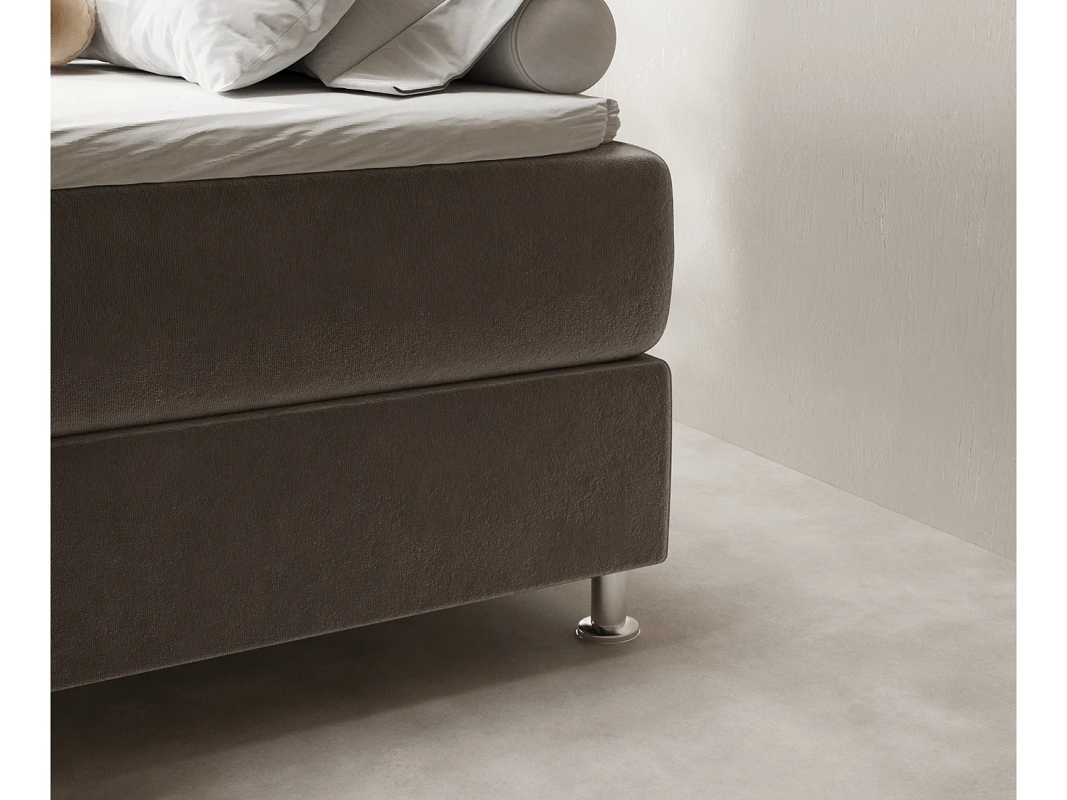 Boxspringbett aus Samtstoff Sub - Matratze - Toppermatratze - 160x200 cm - taupe