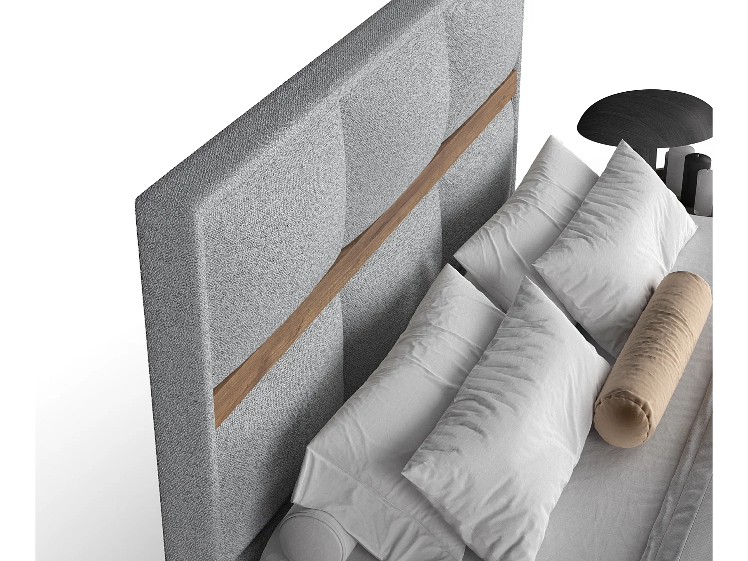 Boxspringbett aus Webstoff Soto - Matratze - Toppermatratze - 200x200 cm - hellgrau