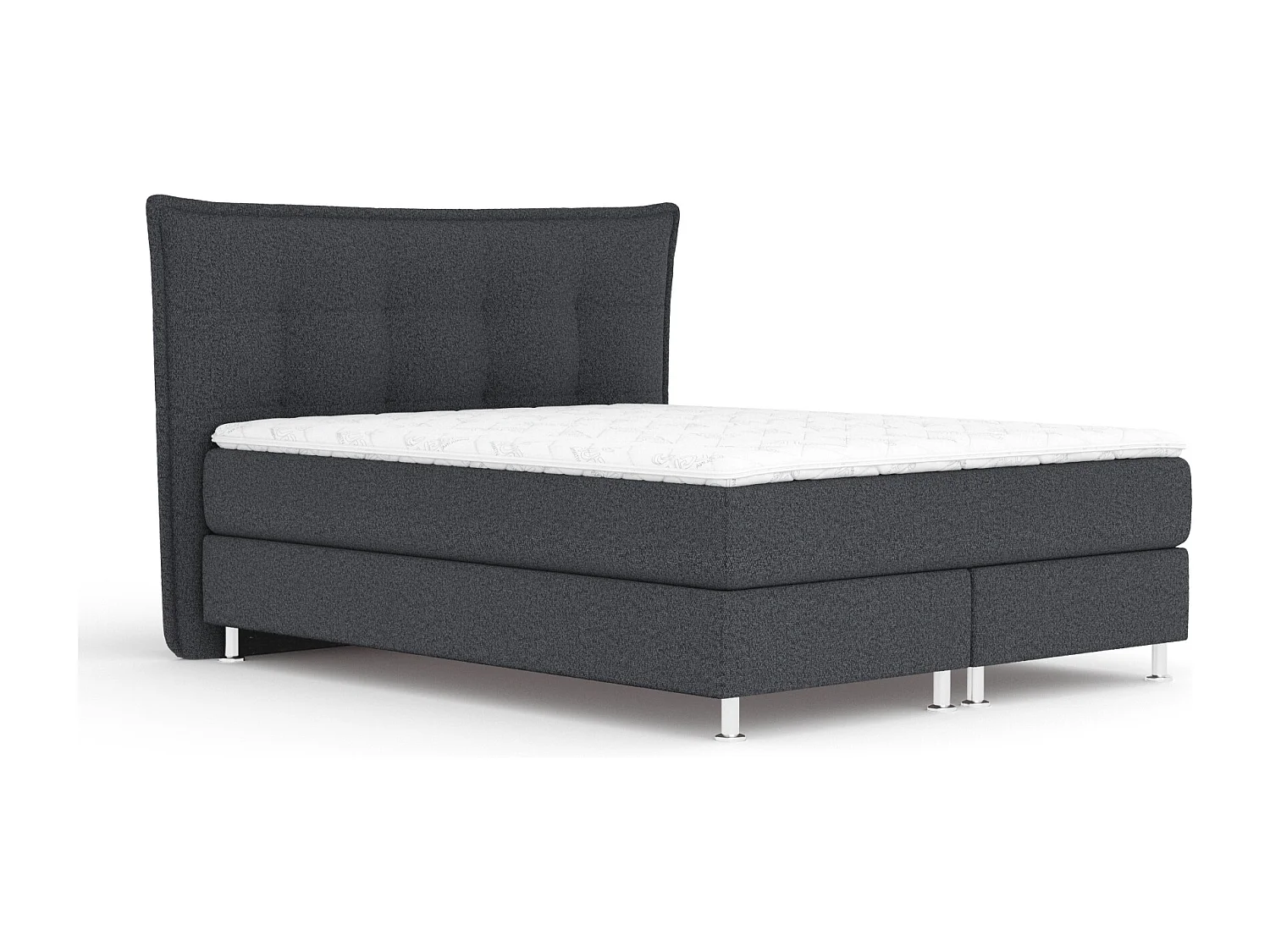 Boxspringbett aus Webstoff Minori - Matratze - Toppermatratze - 180x200 cm - schwarz