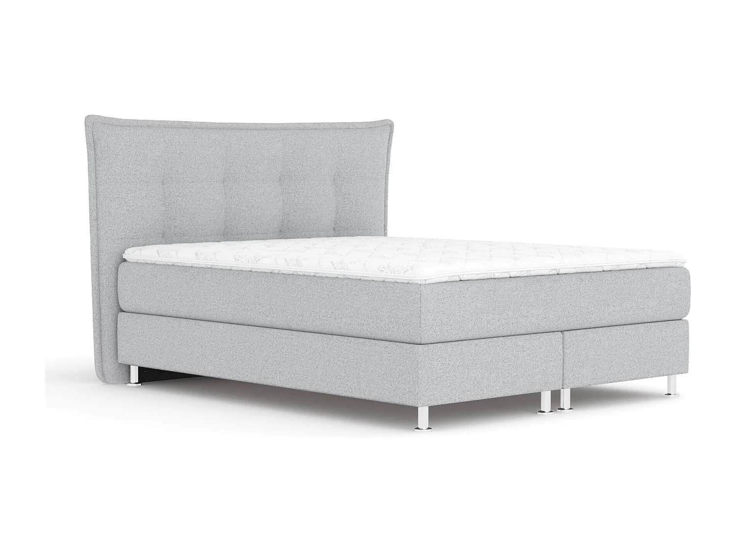 Lit boxspring en toile tissée Minori - matelas - surmatelas - 160x200 cm - gris clair
