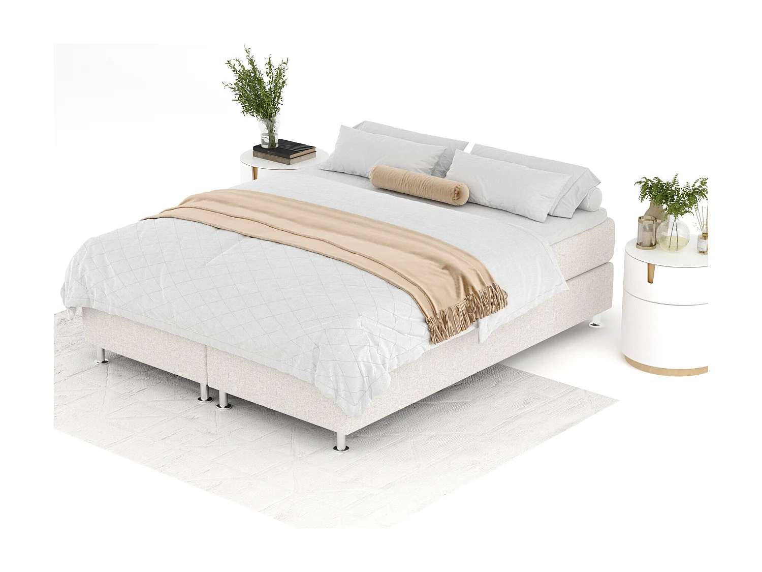 Lit boxspring en toile tissée Sub - matelas - surmatelas - 180x200 cm - beige