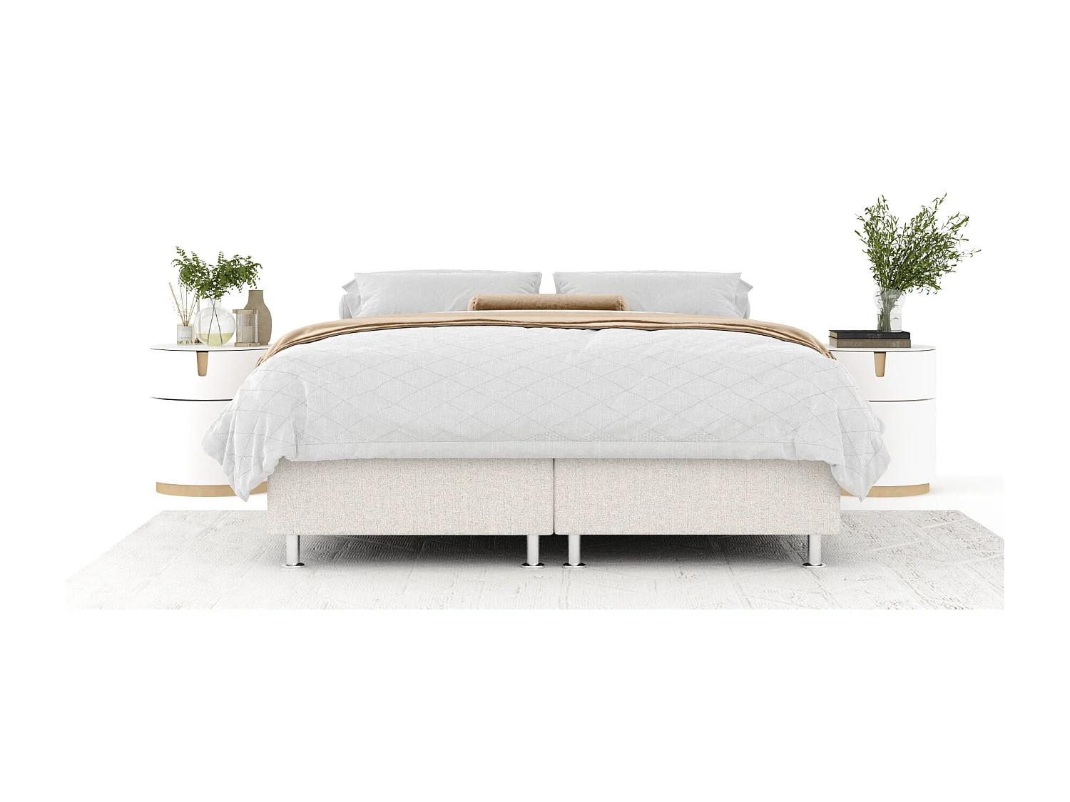 Lit boxspring en toile tissée Sub - matelas - surmatelas - 180x200 cm - beige