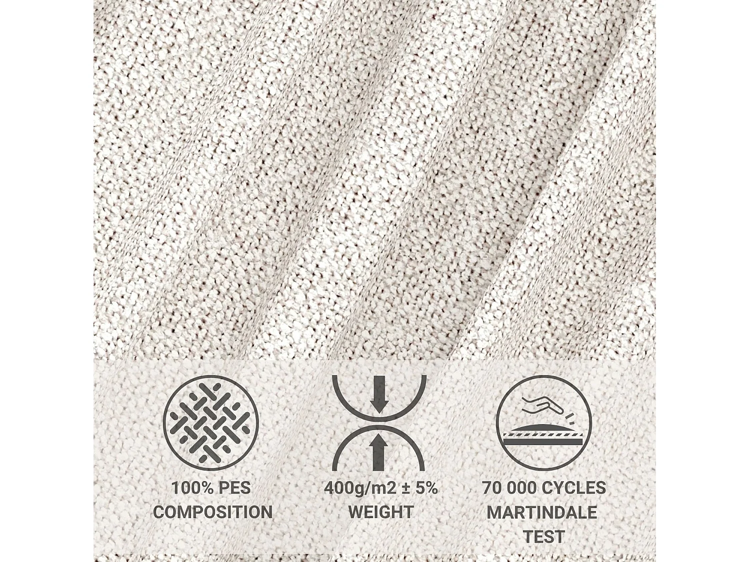 Boxspringbett aus Webstoff Sub - Matratze - Toppermatratze - 180x200 cm - beige