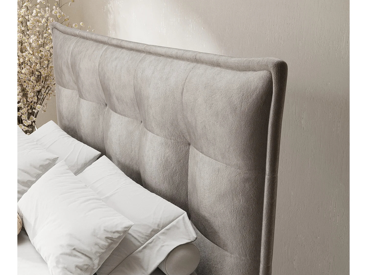 Lit boxspring en tissu velours Minori - matelas - surmatelas - 160x200 cm - taupe