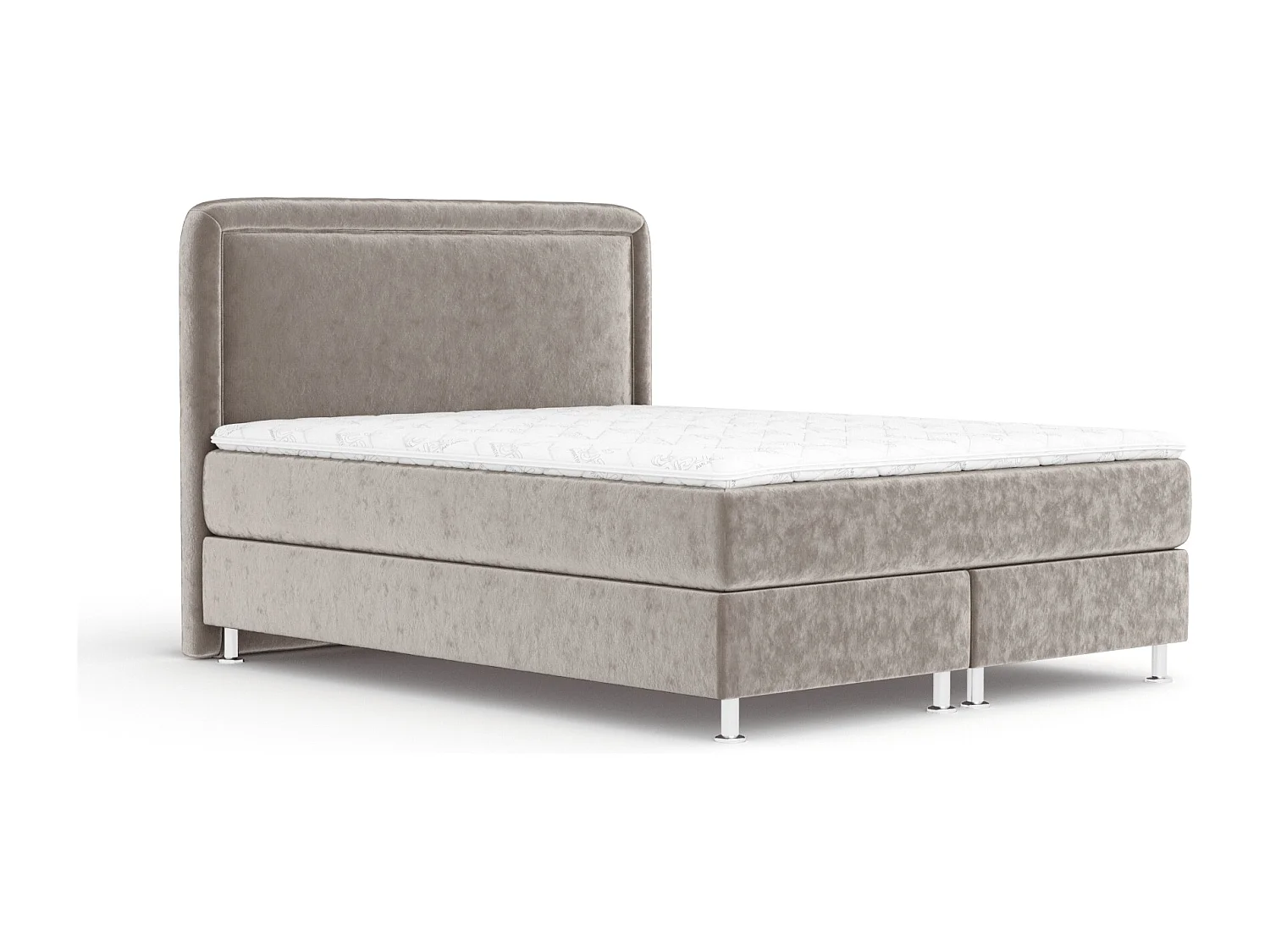 Boxspringbett aus Samtstoff Salvi - Matratze - Toppermatratze - 180x200 cm - taupe
