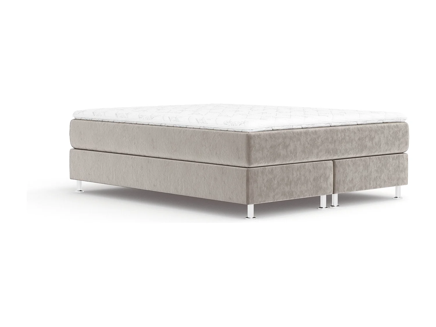 Boxspringbett aus Samtstoff Sub - Matratze - Toppermatratze - 180x200 cm - taupe
