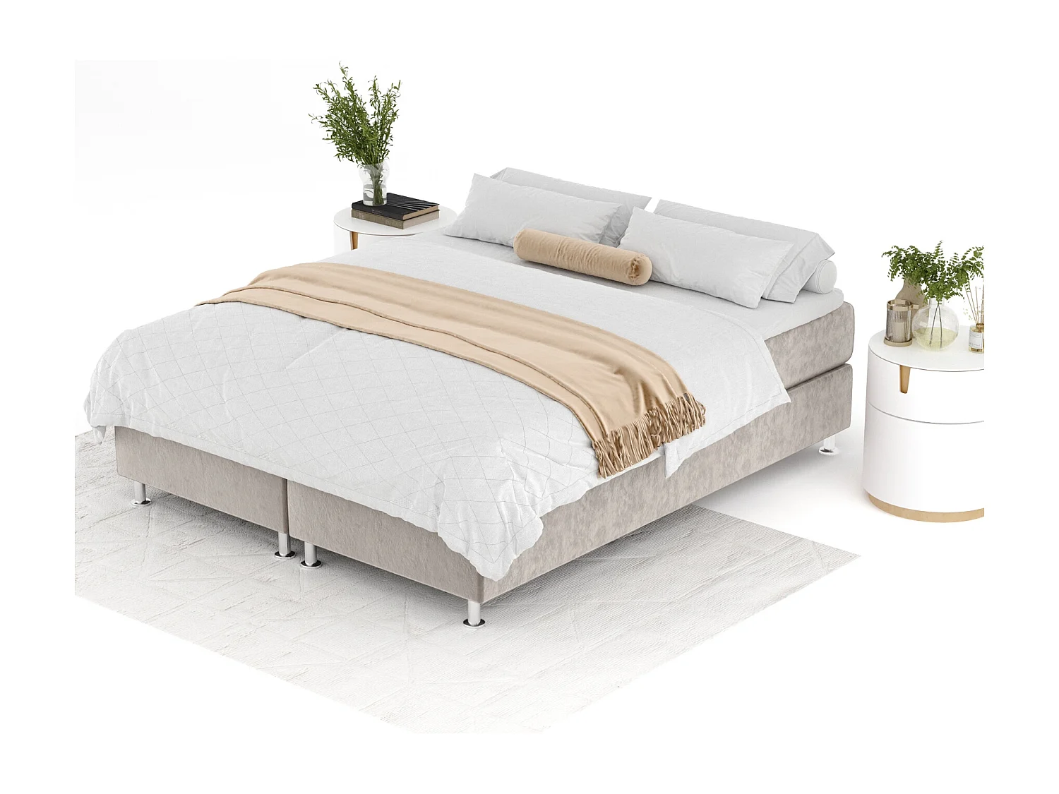 Boxspringbett aus Samtstoff Sub - Matratze - Toppermatratze - 180x200 cm - taupe