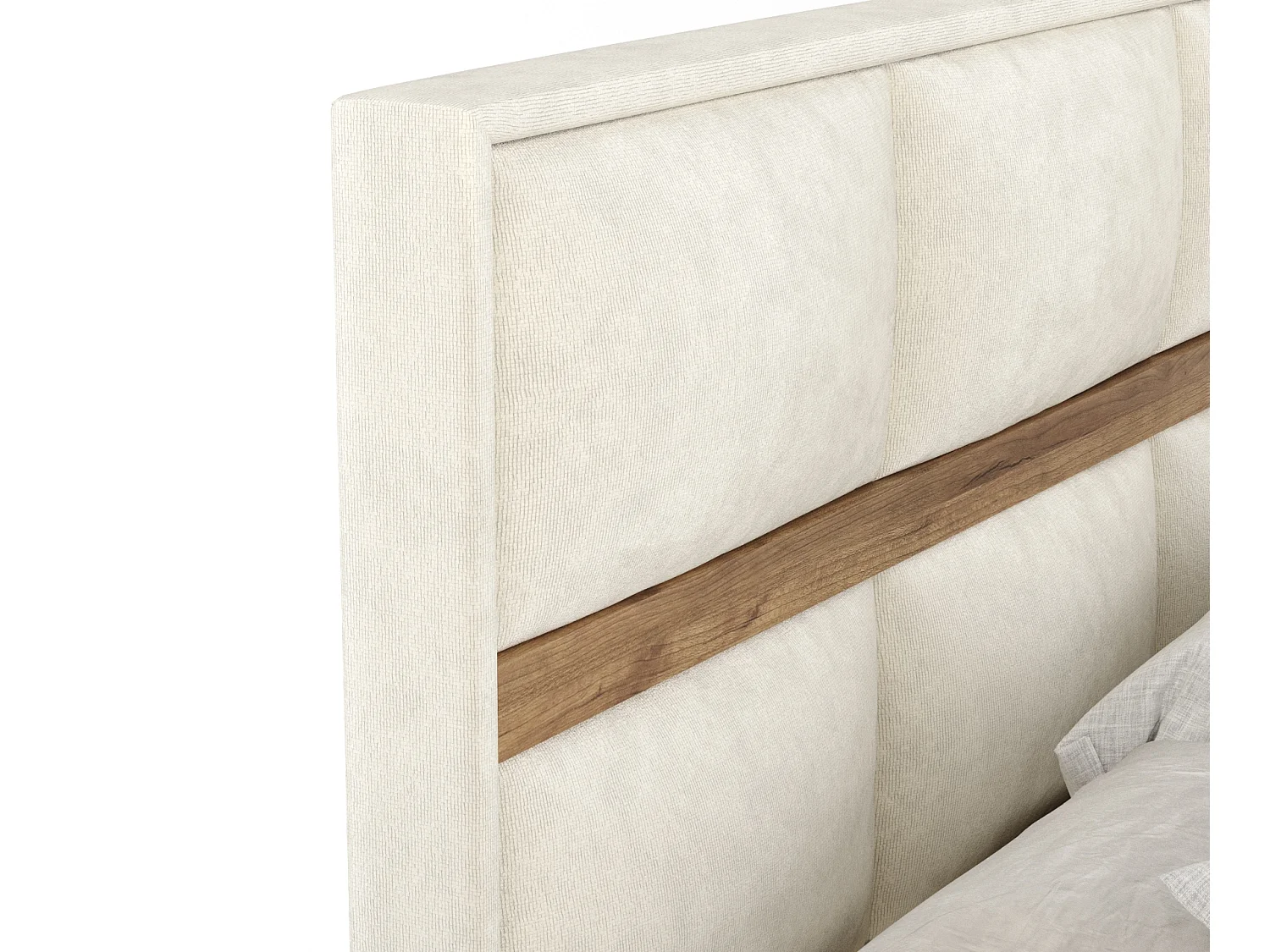 Lit boxspring en tissu velours Soto - matelas - surmatelas - 160x200 cm - creme