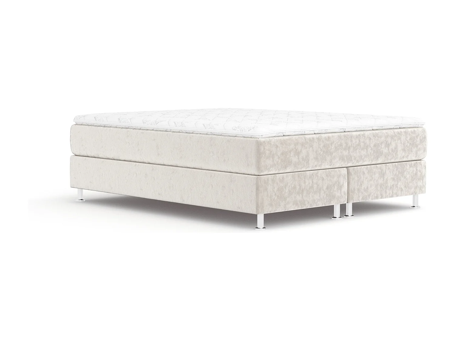Lit boxspring en tissu velours Sub - matelas - surmatelas - 140x200 cm - beige clair