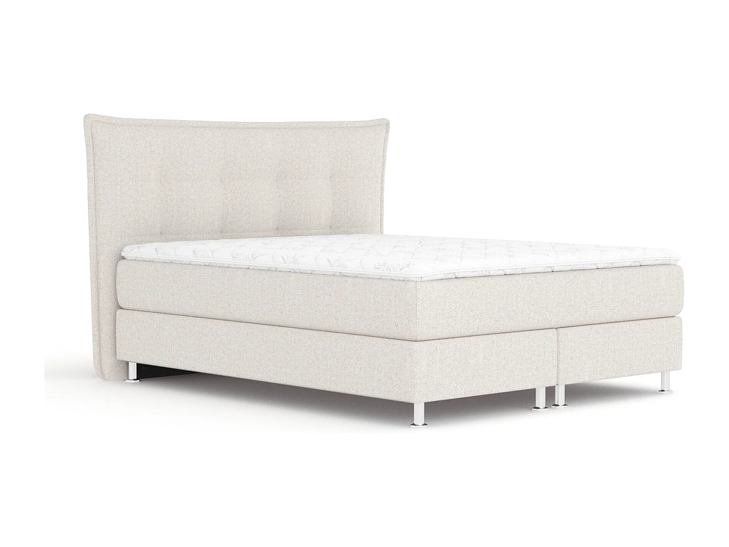 Boxspringbett aus Webstoff Minori - Matratze - Toppermatratze - 160x200 cm - beige