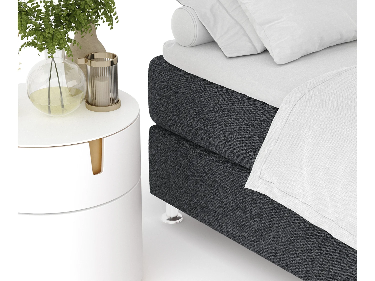 Boxspringbett aus Webstoff Sub - Matratze - Toppermatratze - 180x200 cm - schwarz