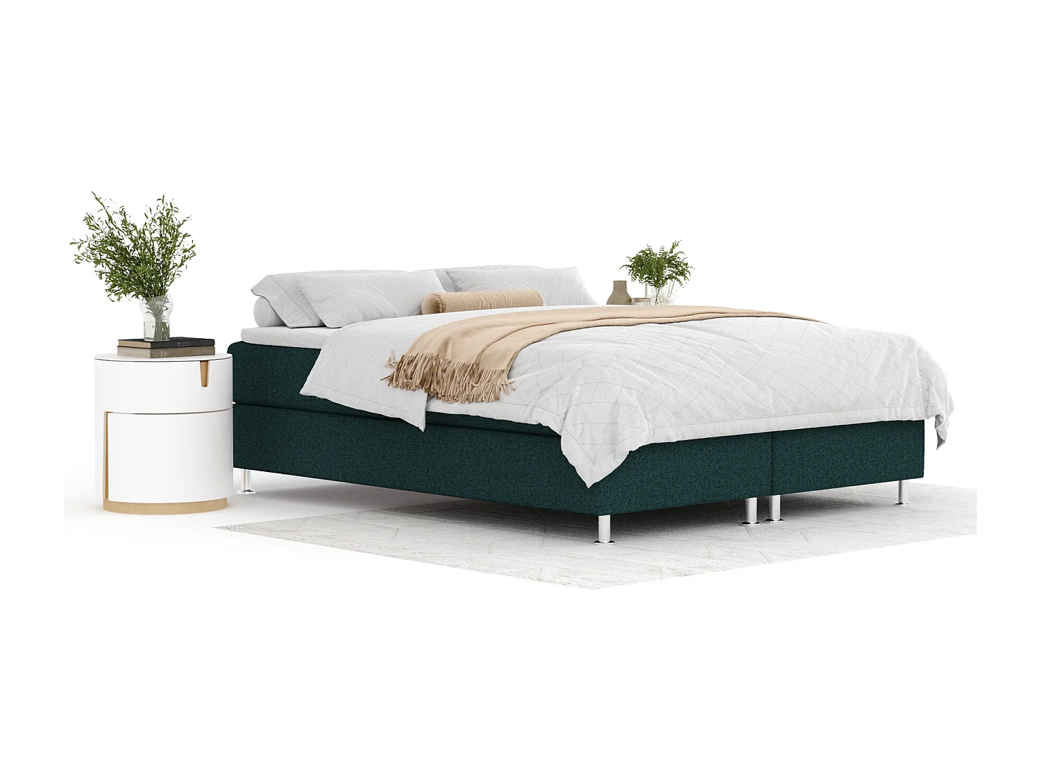 Boxspringbett aus Webstoff Sub - Matratze - Toppermatratze - 160x200 cm - grün