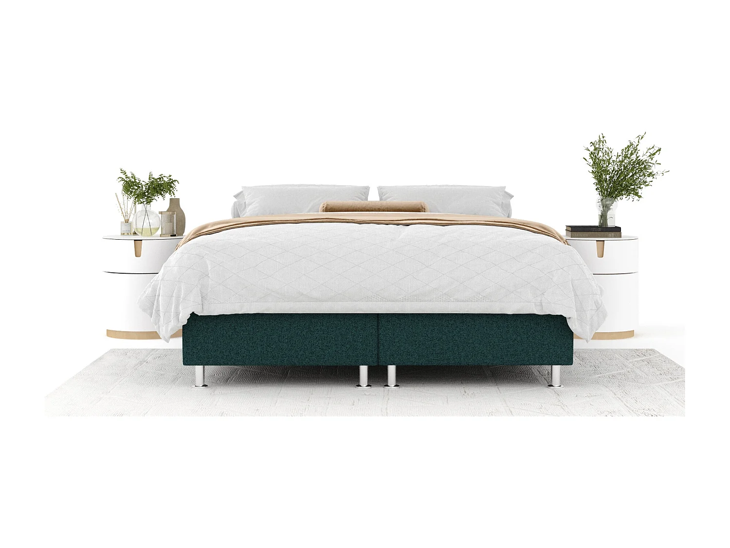 Boxspringbett aus Webstoff Sub - Matratze - Toppermatratze - 160x200 cm - grün