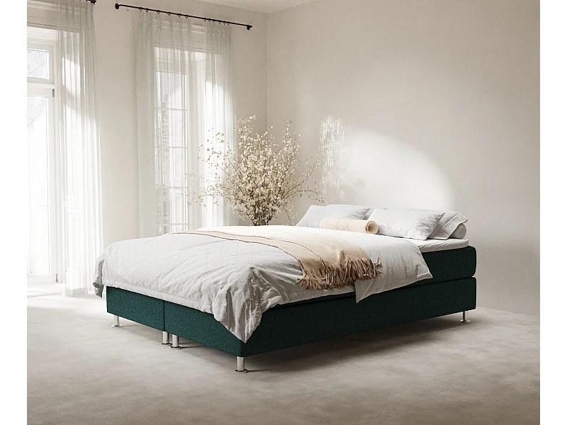 Lit boxspring en toile tissée Sub - matelas - surmatelas - 160x200 cm - vert
