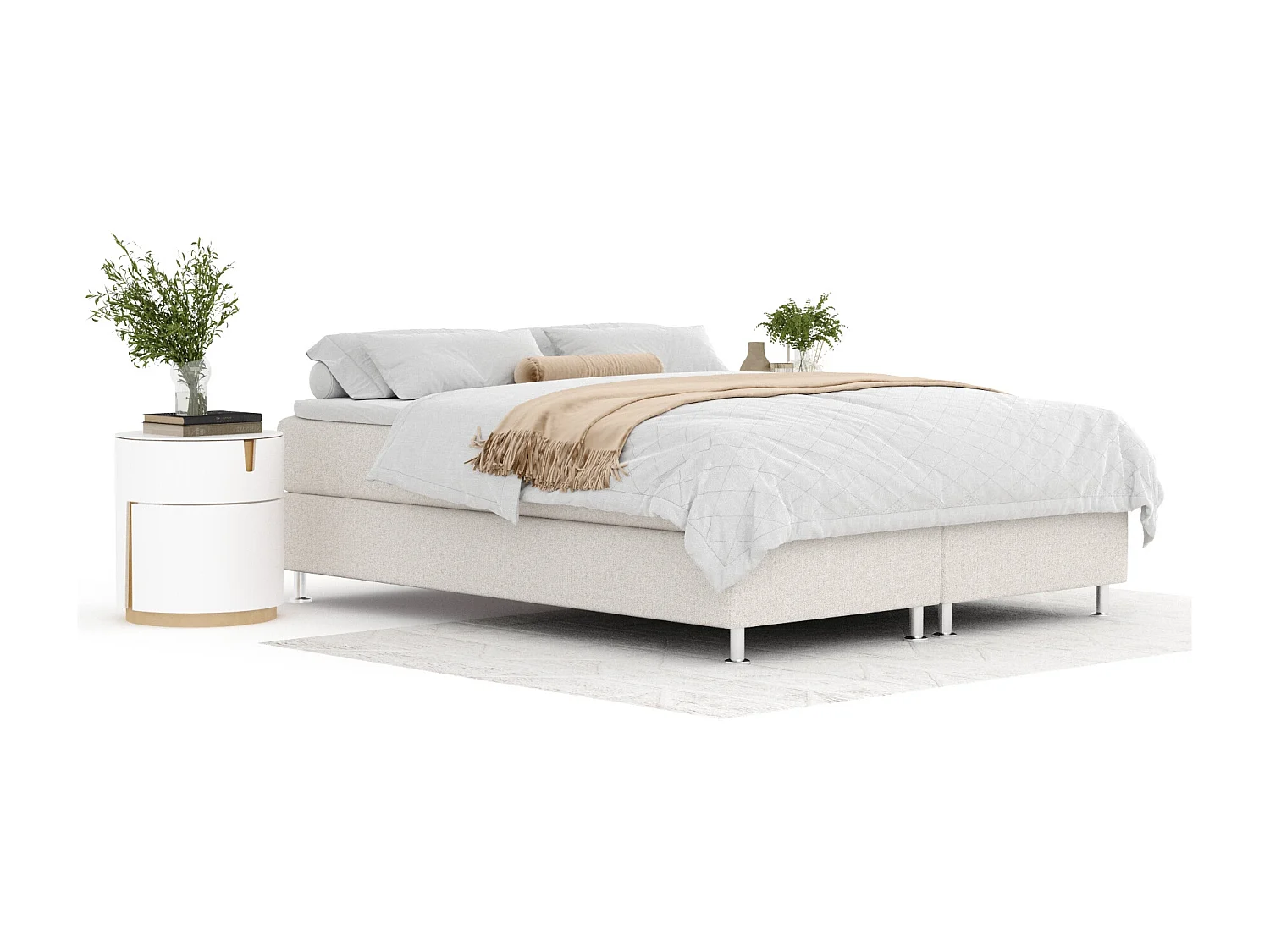 Lit boxspring en toile tissée Sub - matelas - surmatelas - 160x200 cm - beige