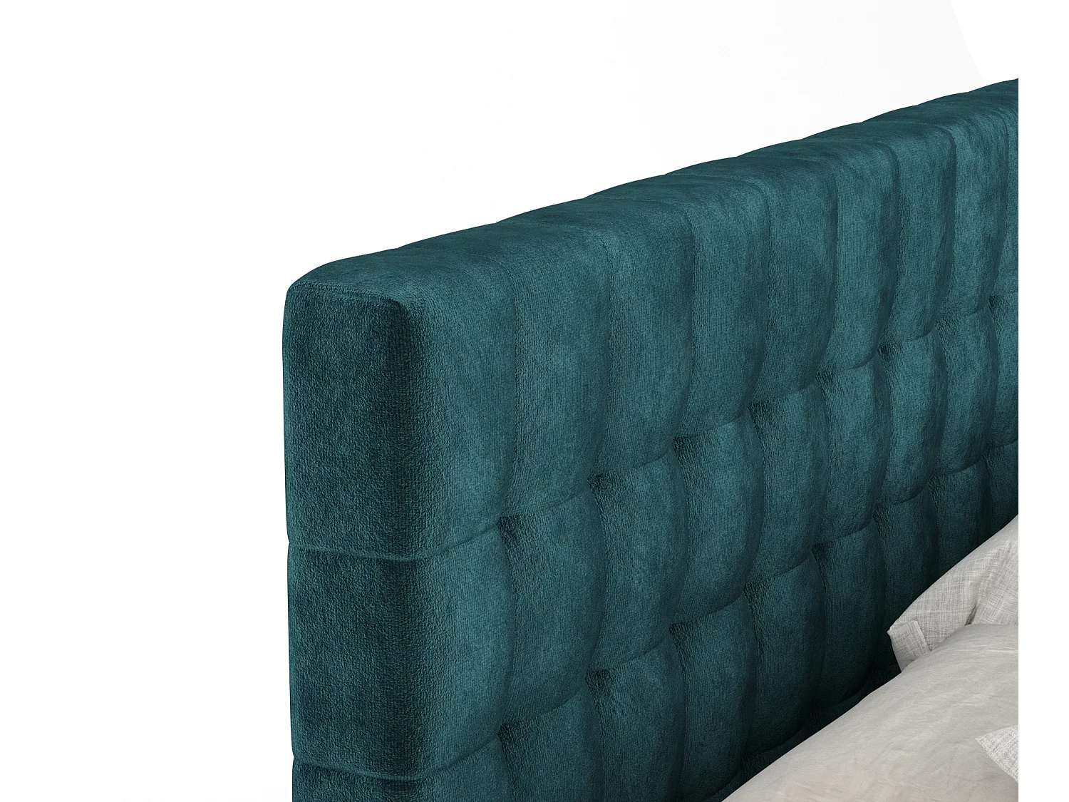 Boxspringbett aus Samtstoff Sorrento - Matratze - Toppermatratze - 160x200 cm - türkisfarbe