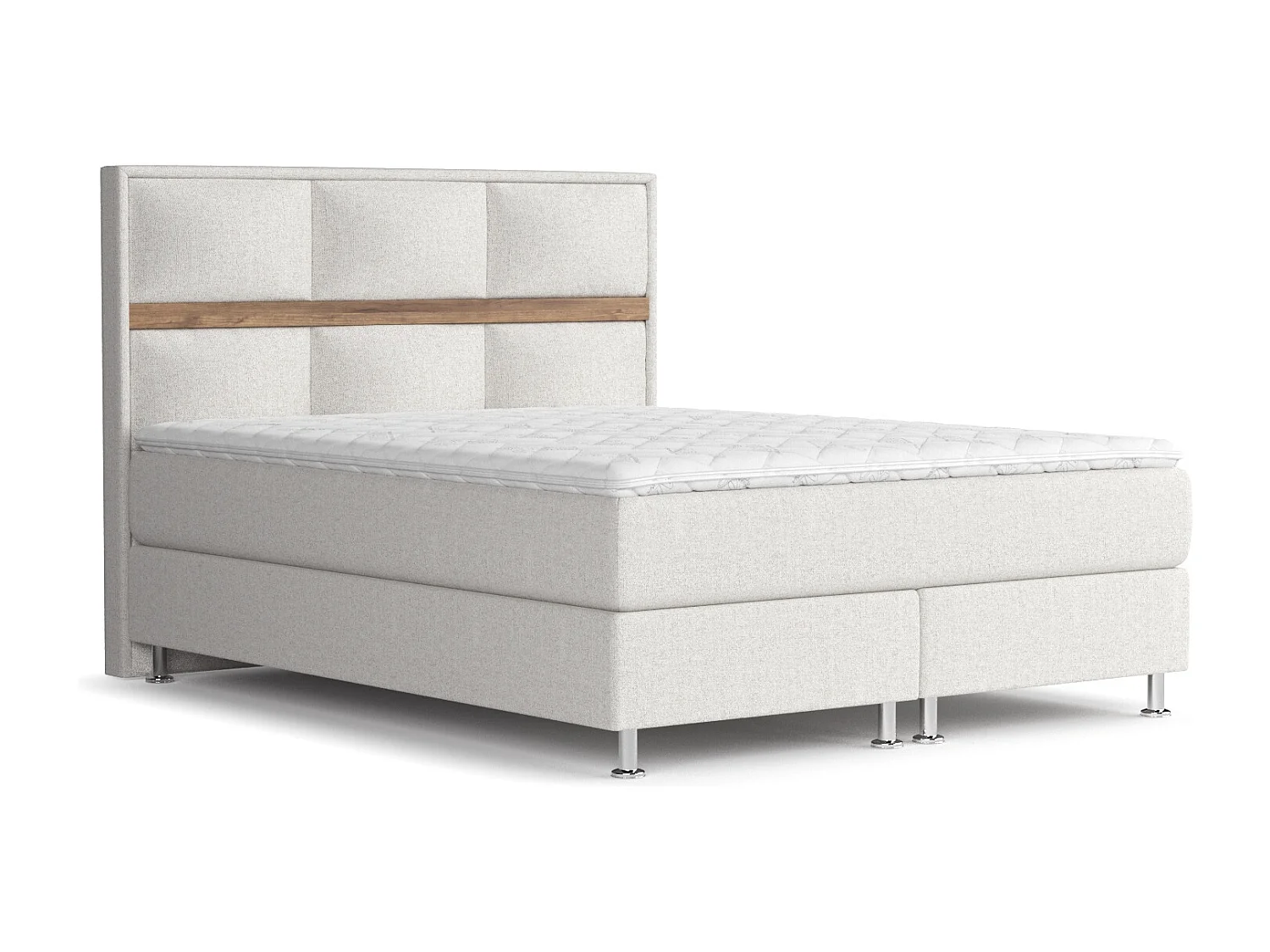 Lit boxspring en toile tissée Soto - matelas - surmatelas - 200x200 cm - beige