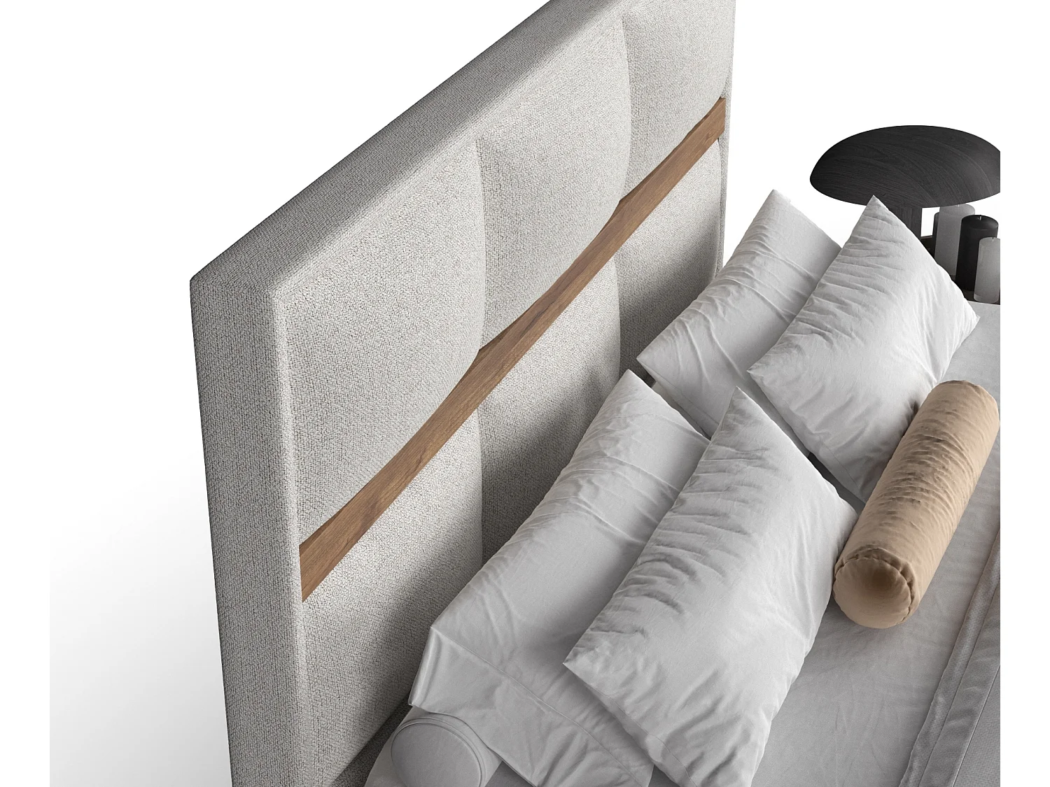 Boxspringbett aus Webstoff Soto - Matratze - Toppermatratze - 200x200 cm - beige