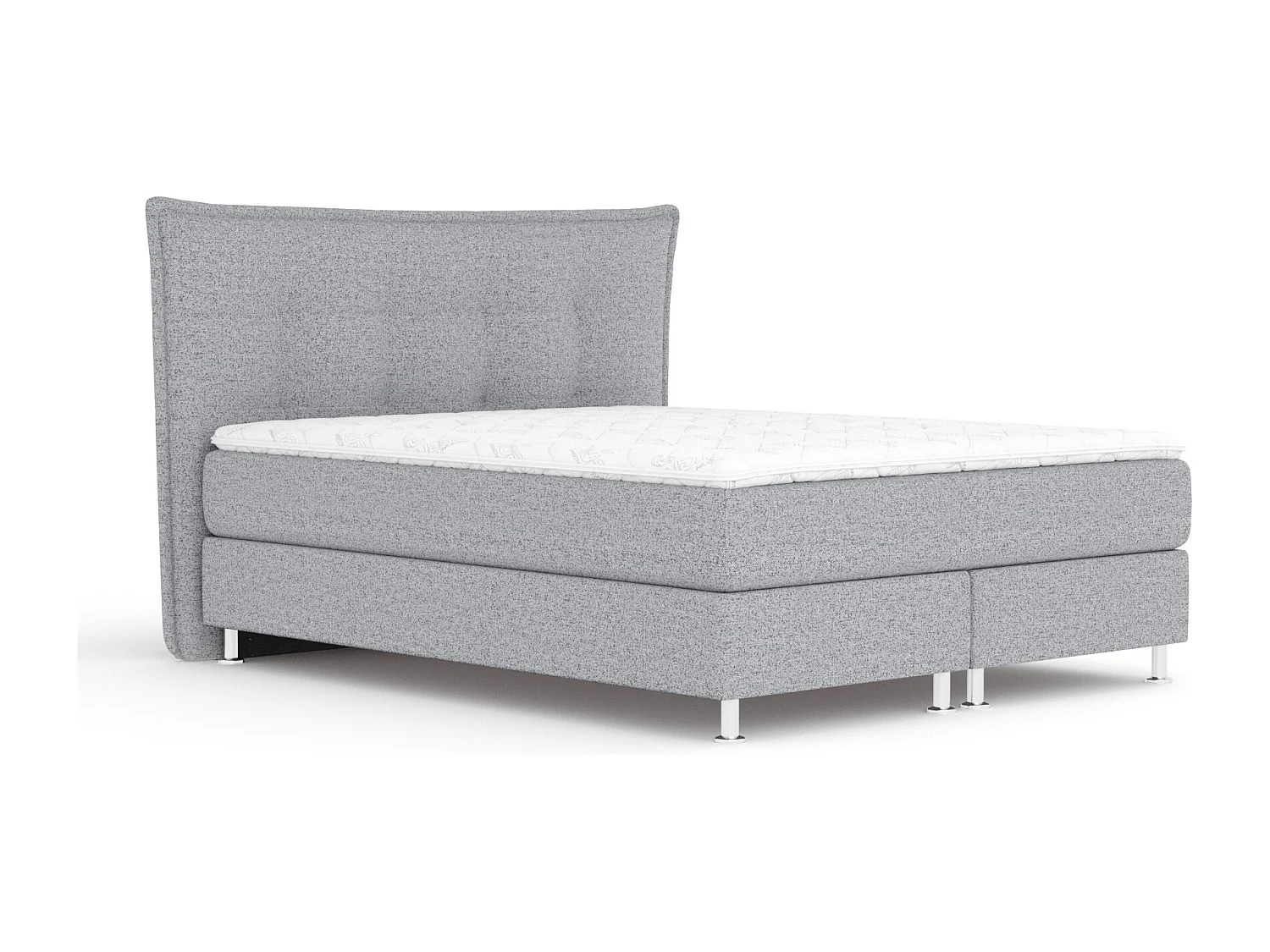 Boxspringbett aus Webstoff Minori - Matratze - Toppermatratze - 180x200 cm - grau
