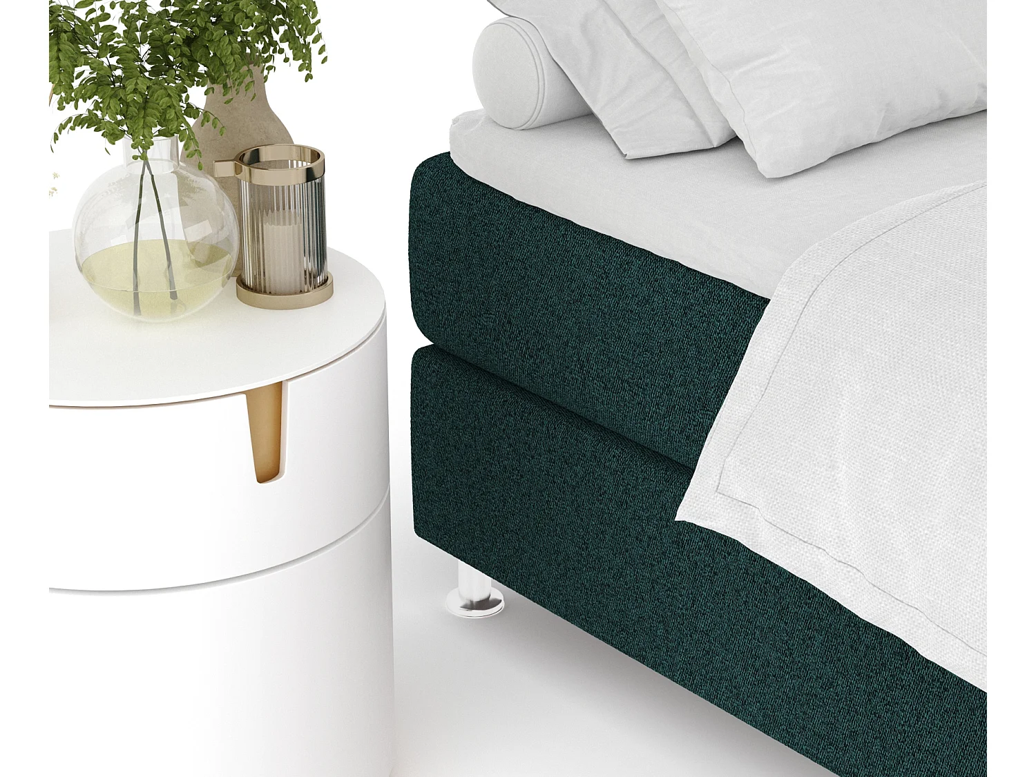 Boxspringbett aus Webstoff Sub - Matratze - Toppermatratze - 180x200 cm - grün