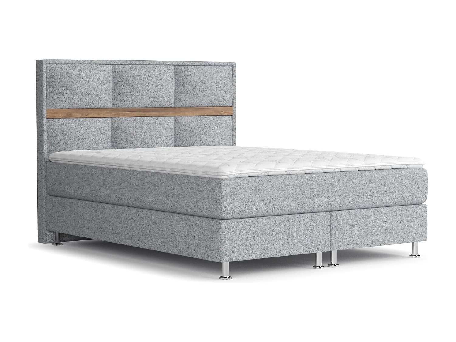 Boxspringbett aus Webstoff Soto - Matratze - Toppermatratze - 180x200 cm - grau