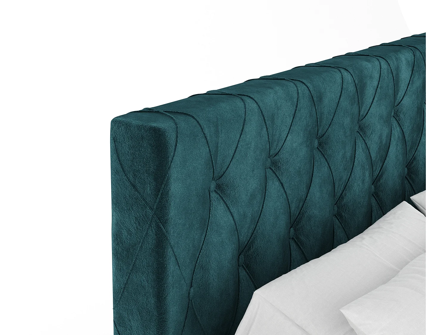 Boxspringbett aus Samtstoff Otus - Matratze - Toppermatratze - 180x200 cm - türkisfarbe