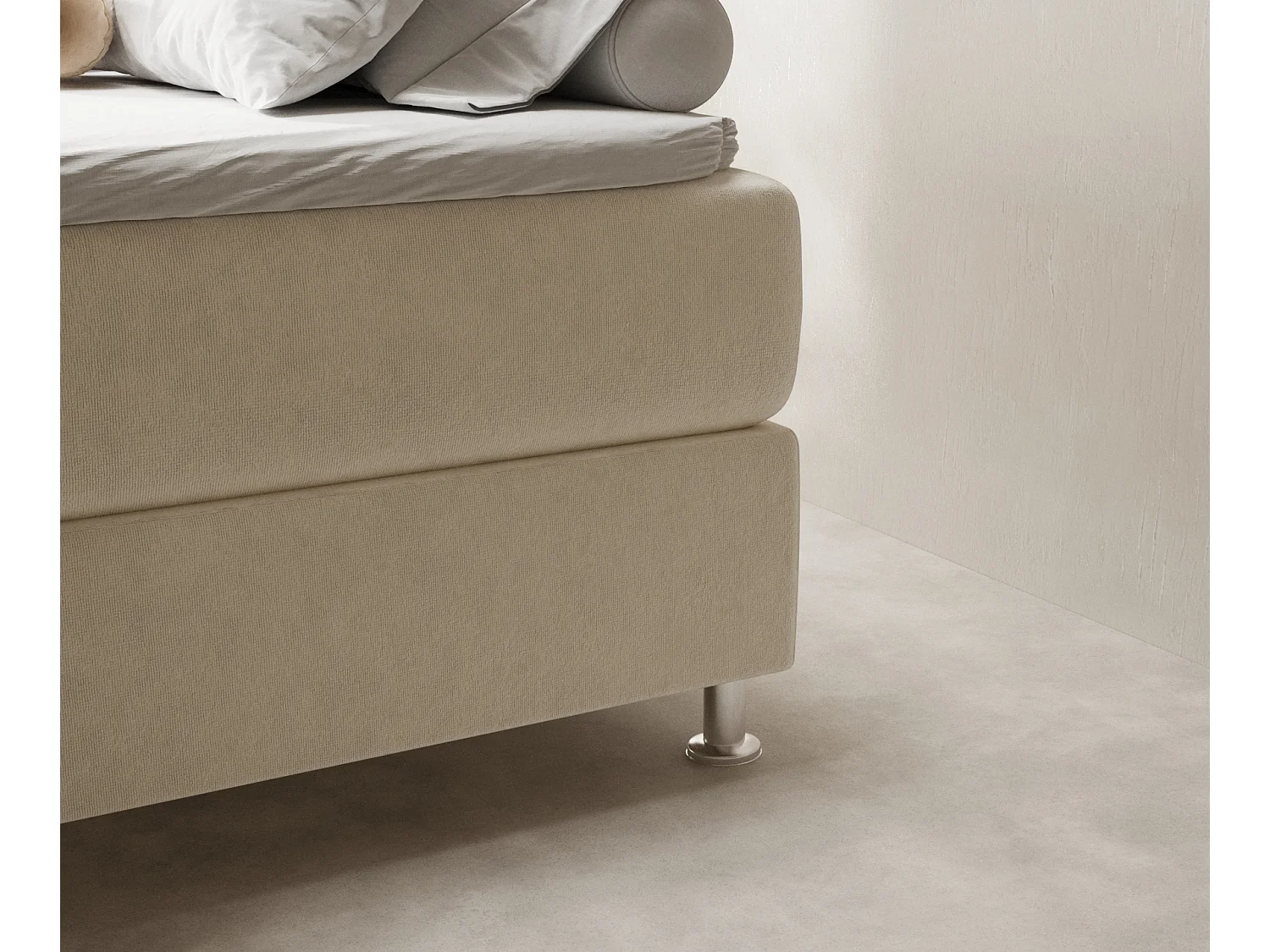 Lit boxspring en tissu velours Sub - matelas - surmatelas - 140x200 cm - creme