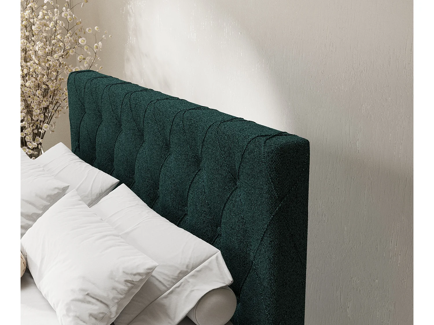 Lit boxspring en toile tissée Otus - matelas - surmatelas - 200x200 cm - vert