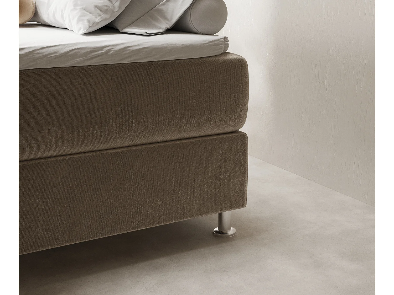 Lit boxspring en tissu velours Sub - matelas - surmatelas - 180x200 cm - beige