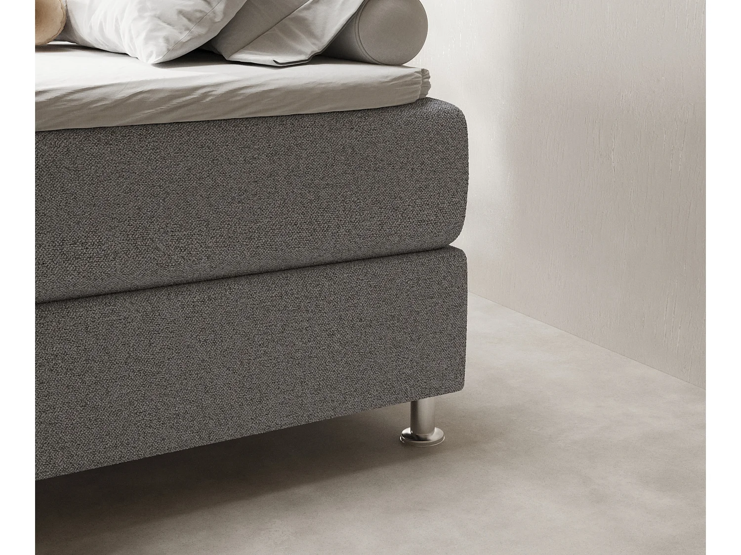 Boxspringbett aus Webstoff Sub - Matratze - Toppermatratze - 140x200 cm - hellgrau