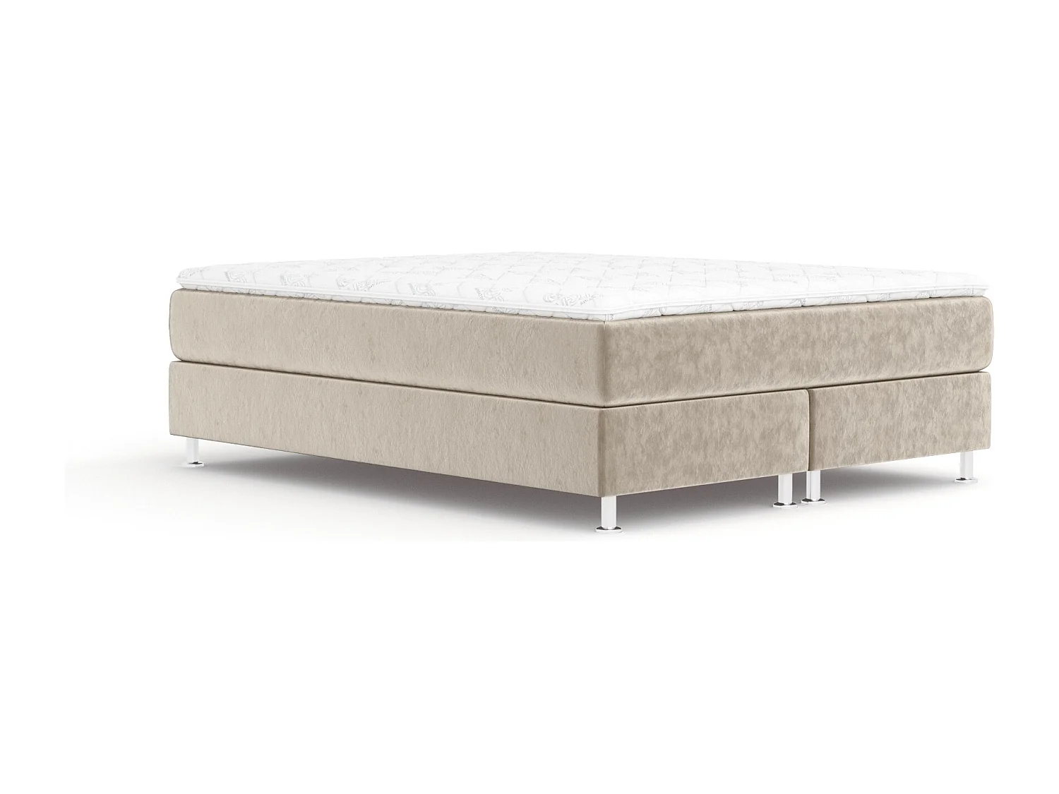 Lit boxspring en tissu velours Sub - matelas - surmatelas - 140x200 cm - beige
