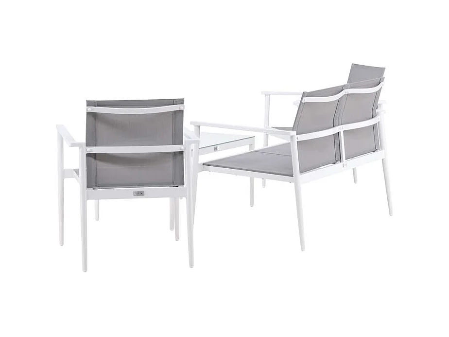 Break Loungeset 1 Sofa, 2 Stühle, 1 Couchtisch weiß.