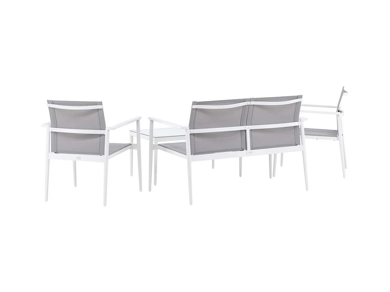 Break Loungeset 1 Sofa, 2 Stühle, 1 Couchtisch weiß.