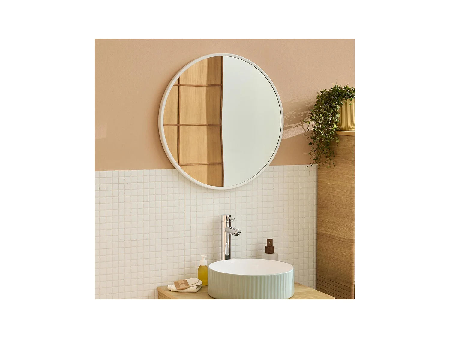 Espejo redondo de metal D60cm EMA Blanco