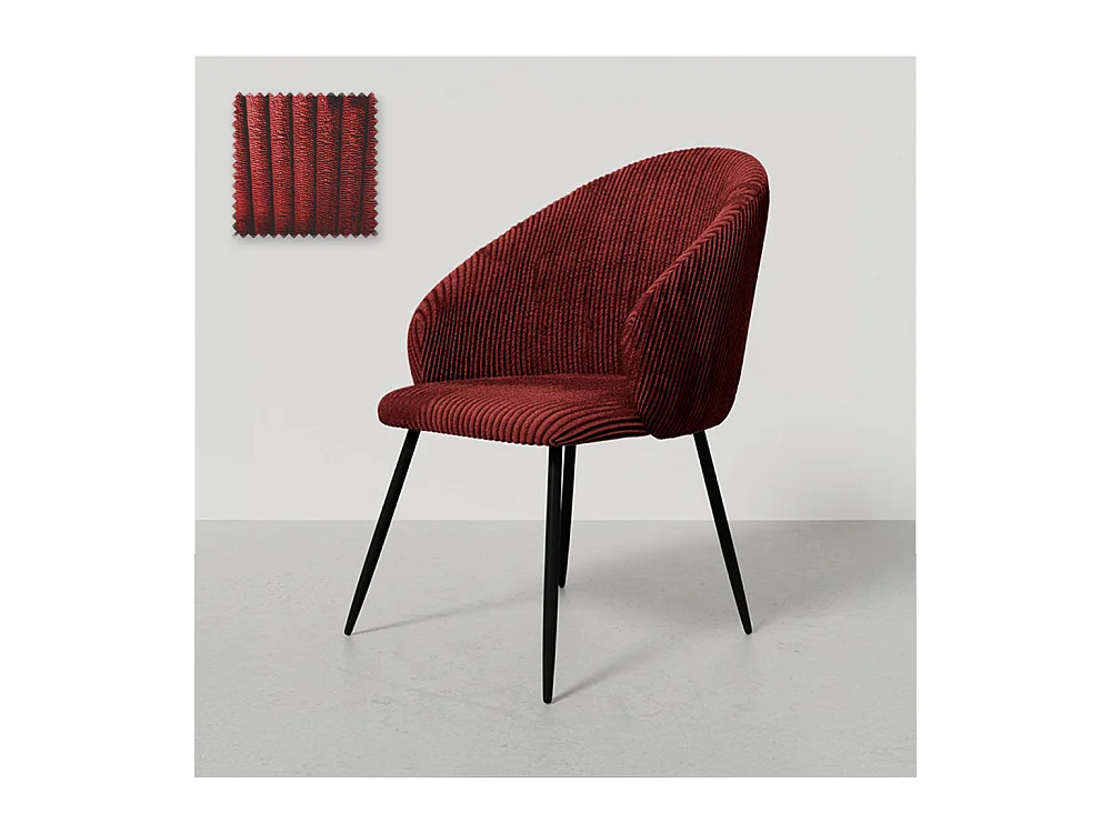Chaise de Salle à Manger Rembourrée en Velours - Brugges Vin