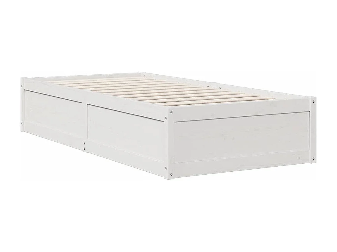 Lit bibliothèque sans matelas blanc 90x190cm bois de pin massif