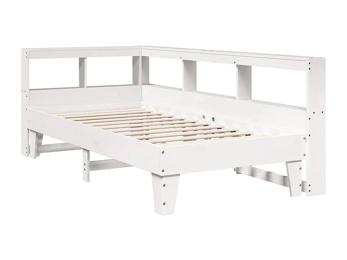 Lit bibliothèque sans matelas blanc 100x200 cm bois pin massif