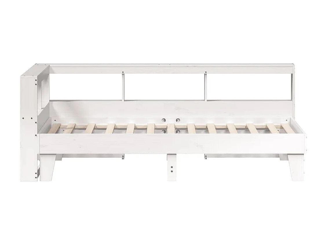 Lit bibliothèque sans matelas blanc 100x200 cm bois pin massif