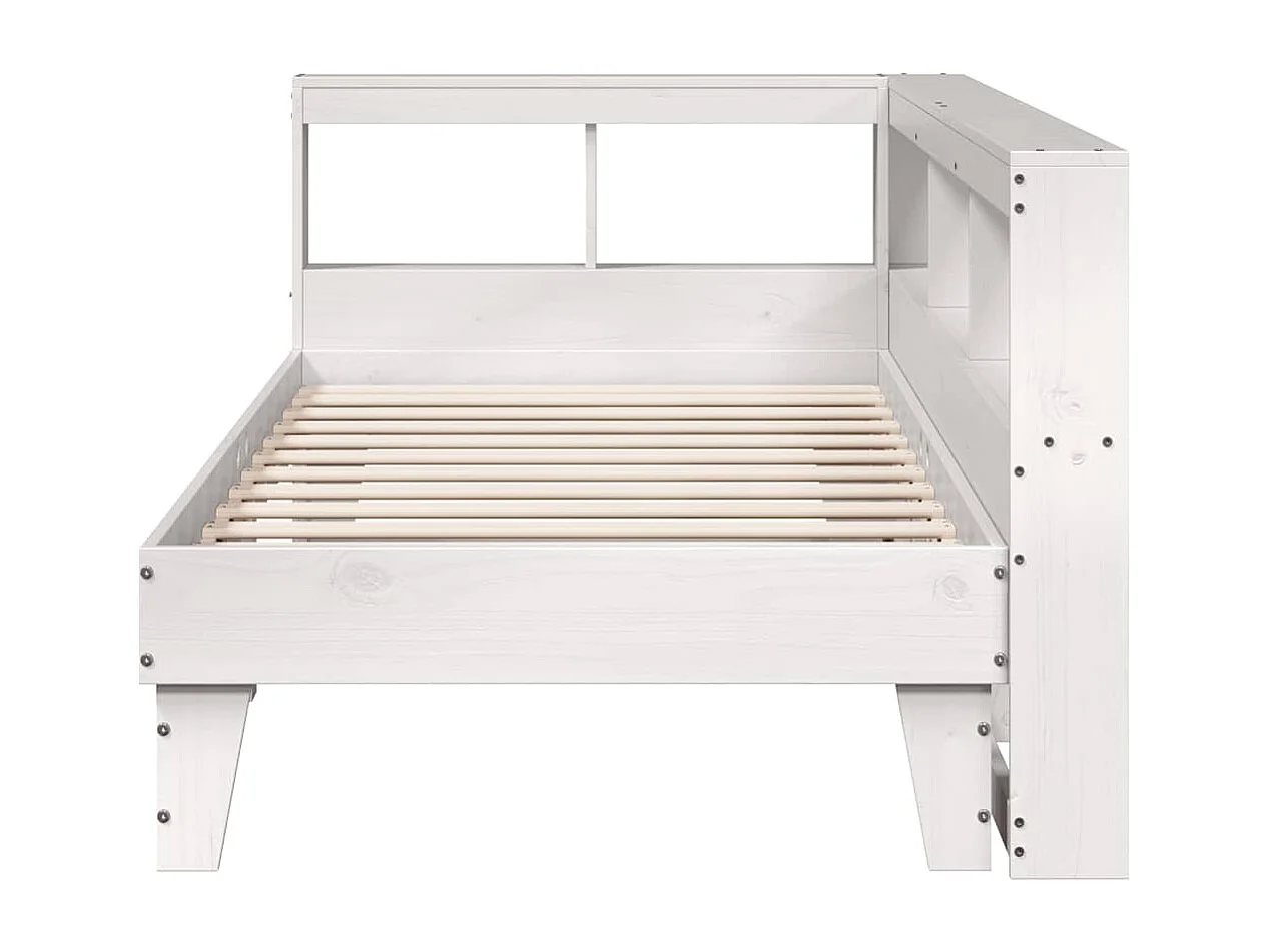 Bed met boekenkast zonder matras grenenhout wit 100x200 cm