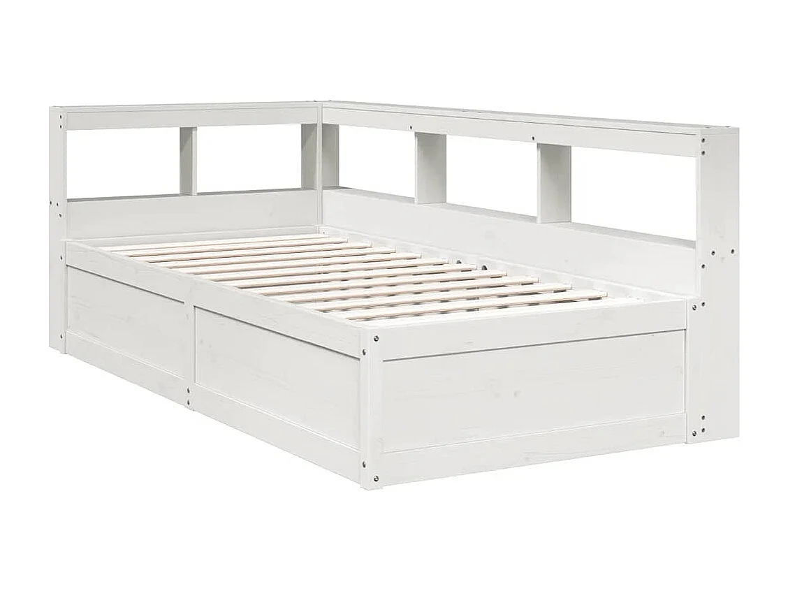 Lit bibliothèque sans matelas blanc 100x200 cm bois pin massif