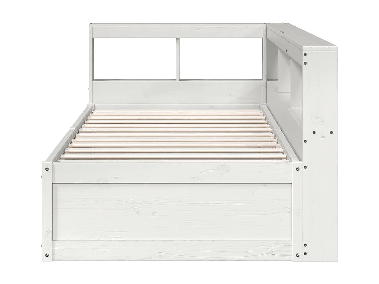 Lit bibliothèque sans matelas blanc 100x200 cm bois pin massif
