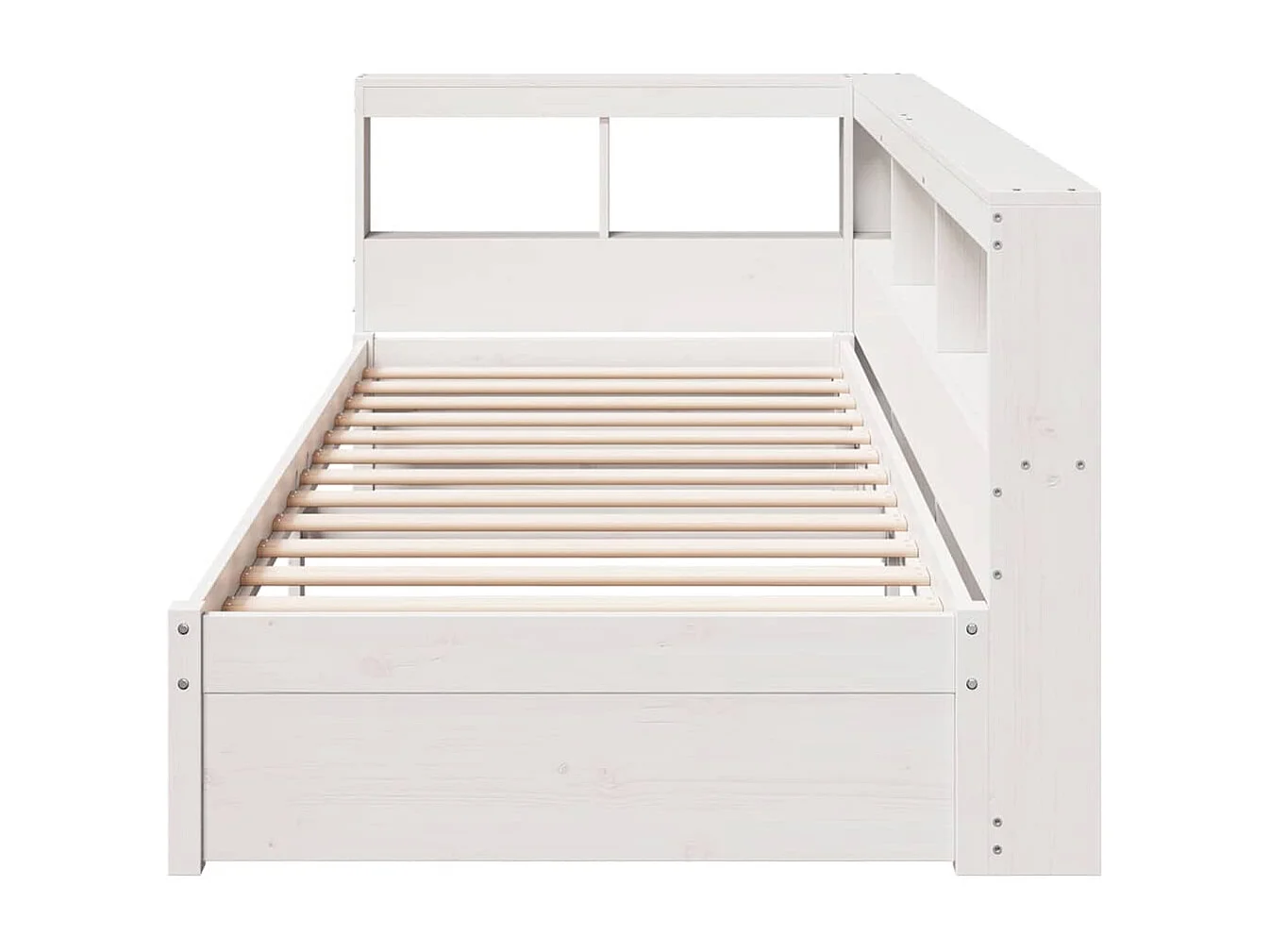 Lit bibliothèque sans matelas blanc 100x200 cm bois pin massif