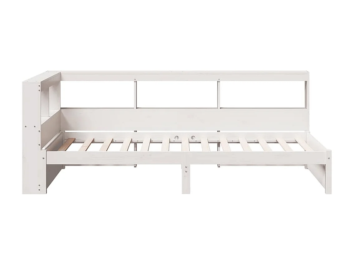 Lit bibliothèque sans matelas blanc 100x200 cm bois pin massif