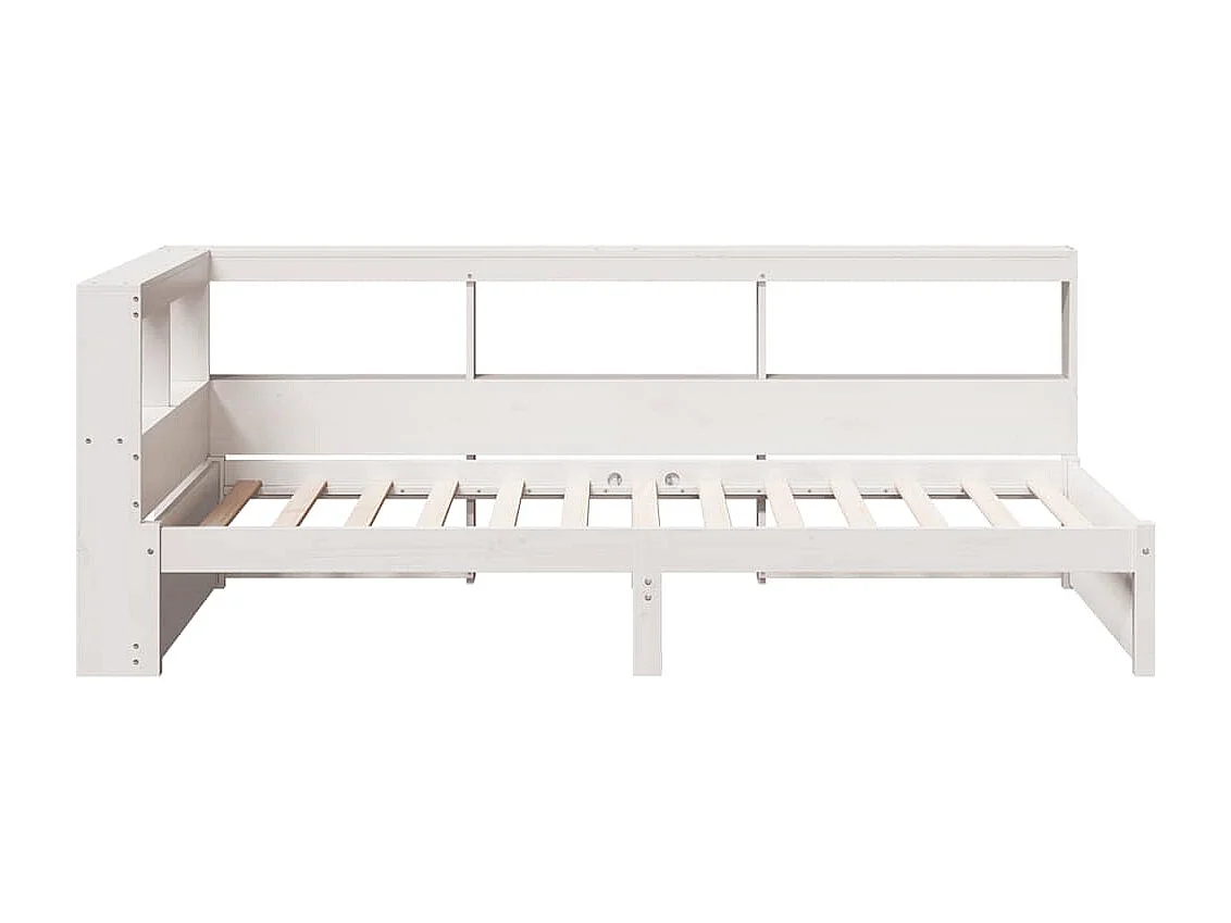 Lit bibliothèque sans matelas blanc 100x200 cm bois pin massif