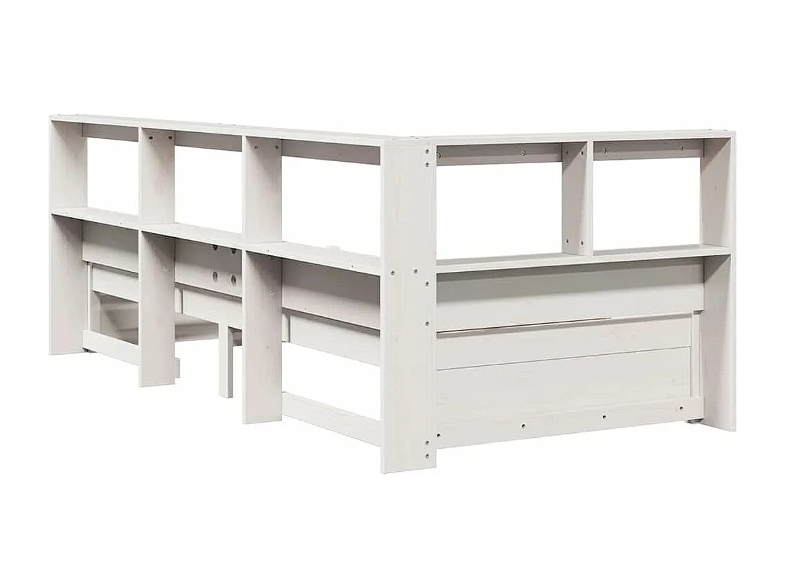 Lit bibliothèque sans matelas blanc 100x200 cm bois pin massif