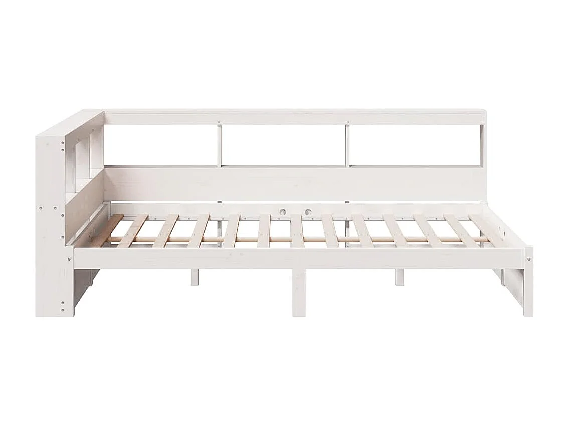 Lit bibliothèque sans matelas blanc 90x190cm bois de pin massif