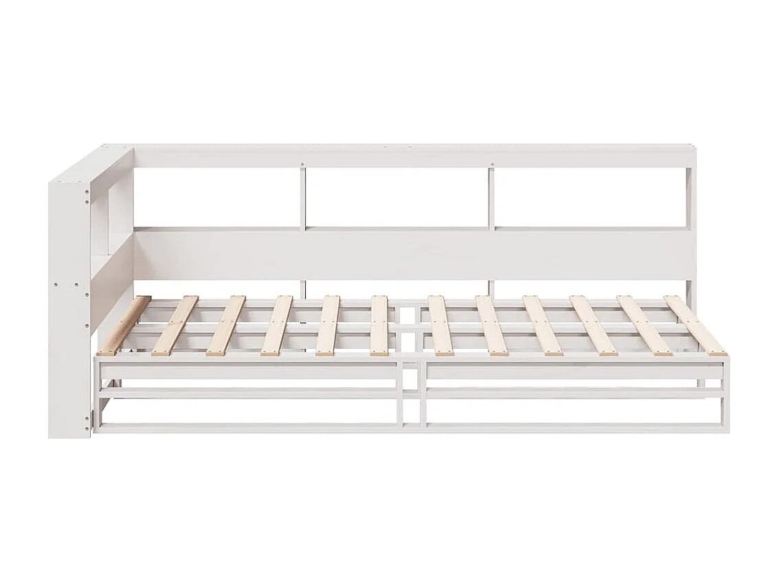 Bed met boekenkast zonder matras grenenhout wit 100x200 cm