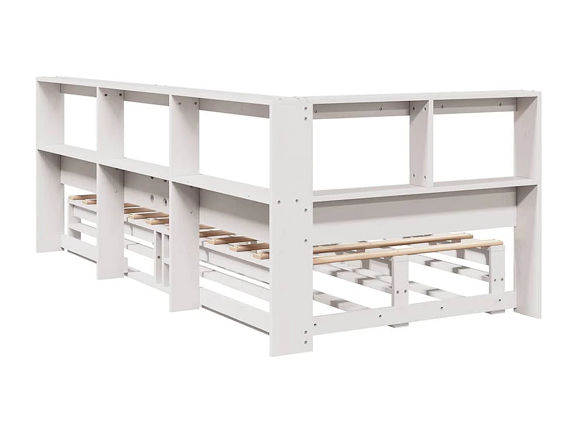 Bed met boekenkast zonder matras grenenhout wit 100x200 cm